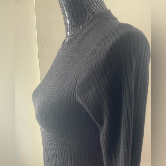 Topshop Black Ribbed Knit Sweater Dress Size 6 - Picture 3 of 11